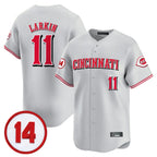 Cincinnati Reds #11 Barry Larkin Player Gray BFRAILEY Vapor Premier Limited Home Stitched Jerseys