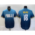 Philadelphia Phillies #18 Johan Rojas Blue BFRAILEY 2024 City Connect Limited Stitched Jersey