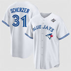 Toronto Blue Jays #31 Max Scherzer White BFRAILEY 2025 World Series Home Cool Base Stitched Jersey