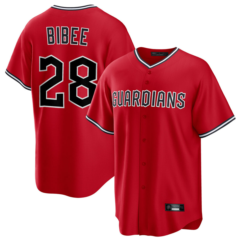 Cleveland Guardians #28 Tanner Bibee Player Red BFRAILEY Home Game Stitched Jerseys