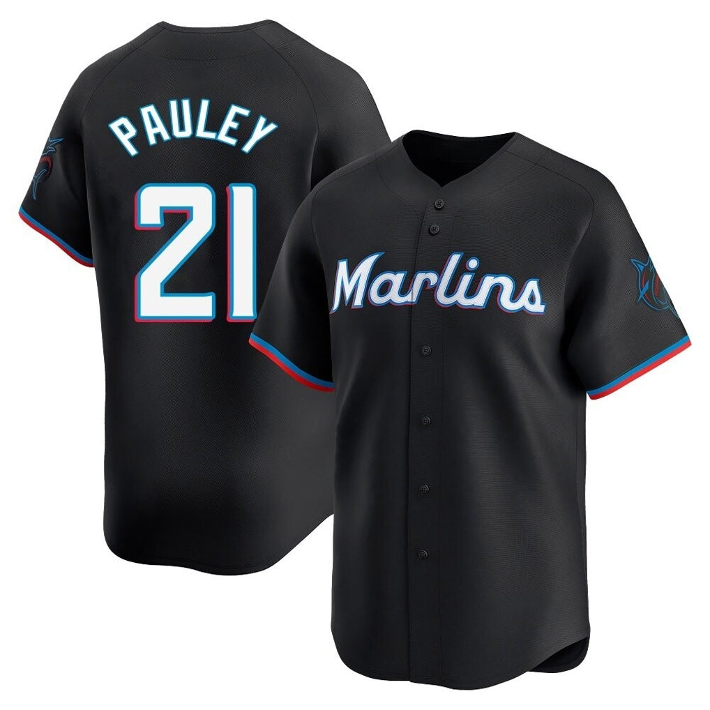 Miami Marlins #21 Graham Pauley Player Black BFRAILEY Home Limited Stitched Jerseys