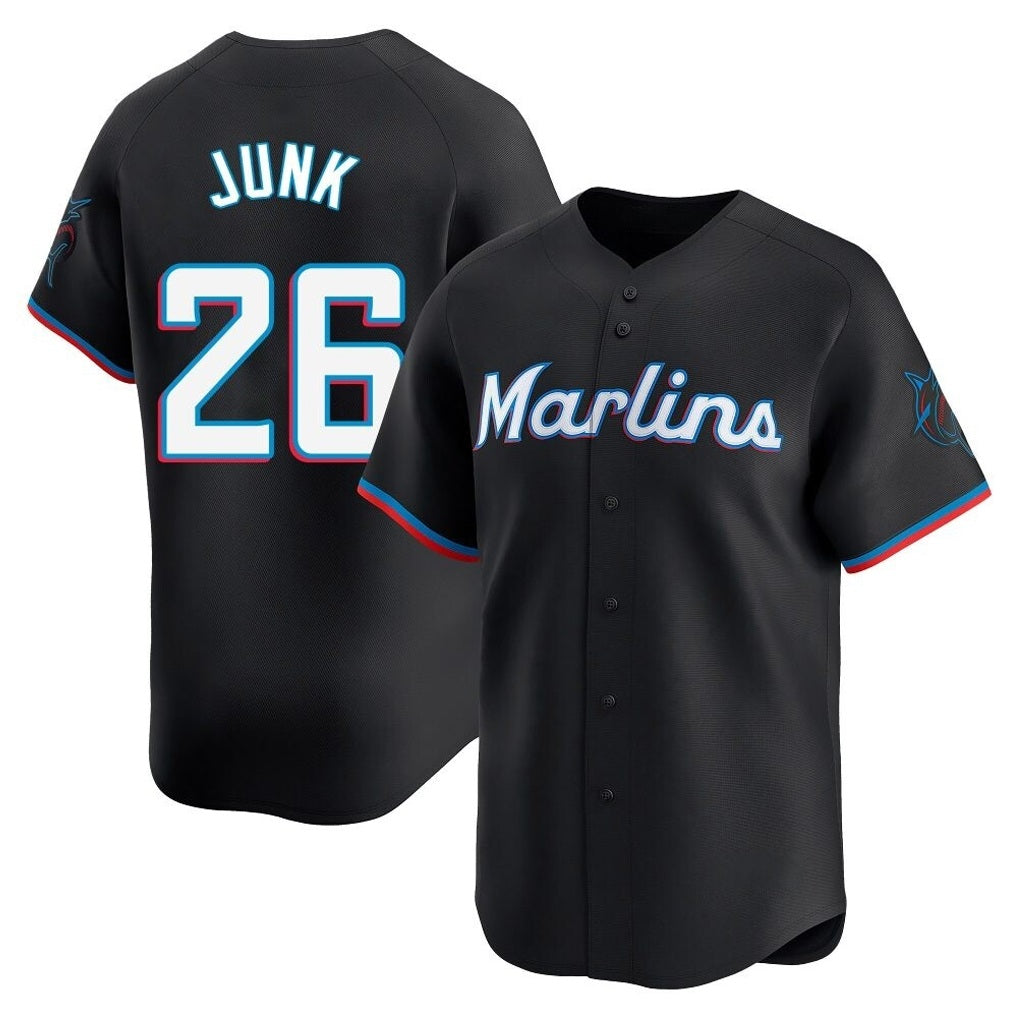 Miami Marlins #26 Janson Junk Player Black BFRAILEY Home Limited Stitched Jerseys