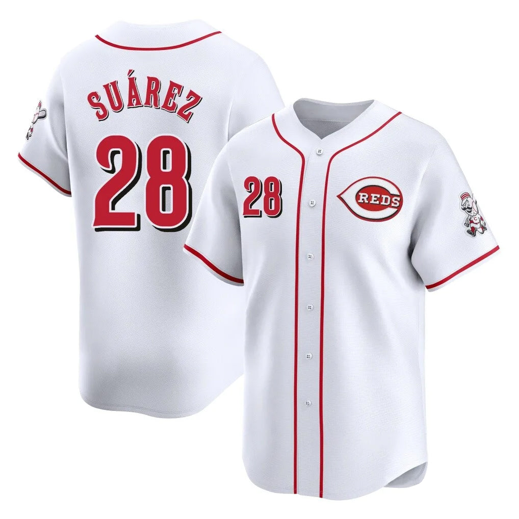 Cincinnati Reds #28 Eugenio Su¨¢rez Player White BFRAILEY Home Limited Stitched Jerseys