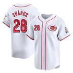 Cincinnati Reds #28 Eugenio Su¨¢rez Player White BFRAILEY Home Limited Stitched Jerseys