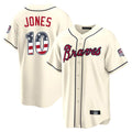 Atlanta Braves #10 Chipper Jones Player Cream BFRAILEY USA 250 Fourth Of July Limited Home Game Stitched Jerseys