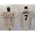 New York Yankees #7 Mickey Mantle Cream BFRAILEY Limited Stitched Jerseys