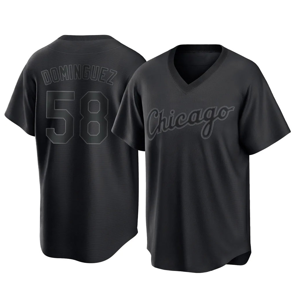 Chicago White Sox #58 Seranthony Dominguez Player Black BFRAILEY T-shirt Home Game Stitched Jerseys