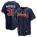 Atlanta Braves #31 Greg Maddux Player Navy BFRAILEY Home Game Stitched Jerseys