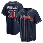 Atlanta Braves #31 Greg Maddux Player Navy BFRAILEY Home Game Stitched Jerseys