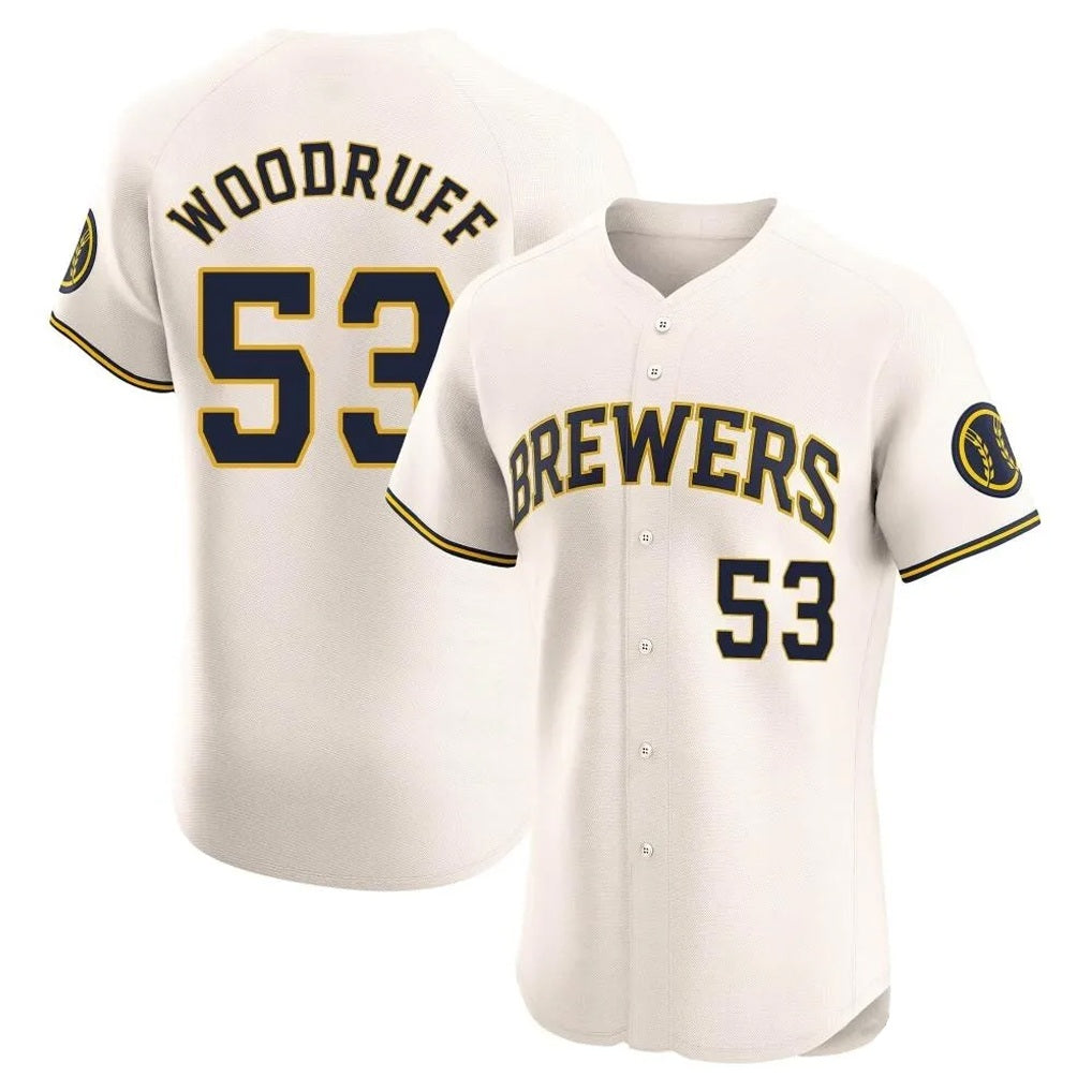 Milwaukee Brewers #53 Brandon Woodruff Player Cream BFRAILEY Home Limited Elite Stitched Jerseys