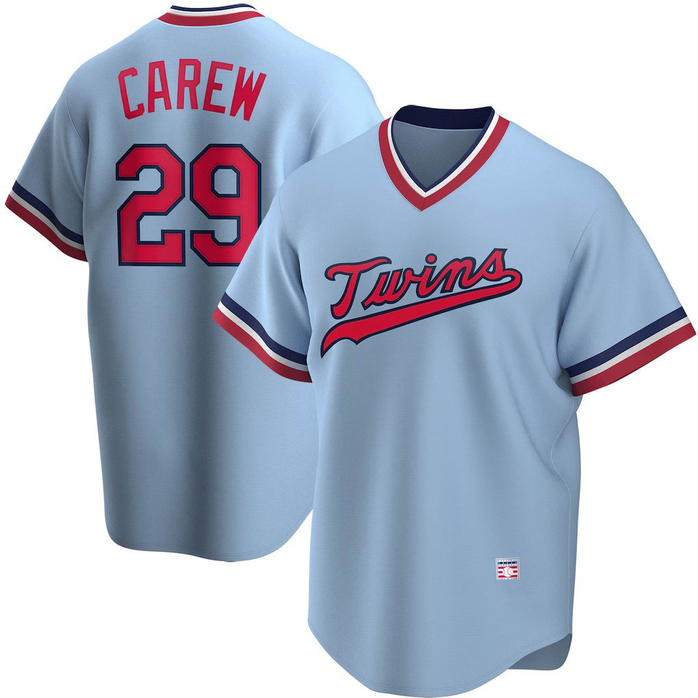 Minnesota Twins #29 Rod Carew Light Blue BFRAILEY Road Cooperstown Collection Player Jersey