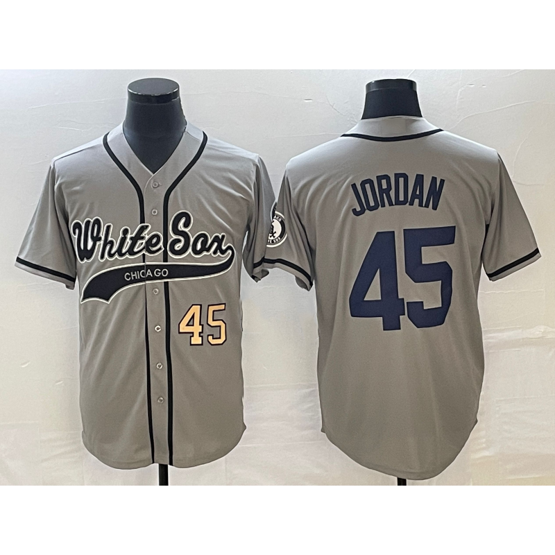 Chicago White Sox #45 Michael Jordan Number Grey BFRAILEY Cool Base Stitched Jersey