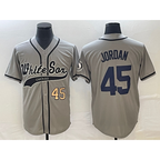 Chicago White Sox #45 Michael Jordan Number Grey BFRAILEY Cool Base Stitched Jersey