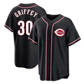 Cincinnati Reds #30 Ken Griffey Player Black BFRAILEY Fashion Out Home Game Stitched Jerseys