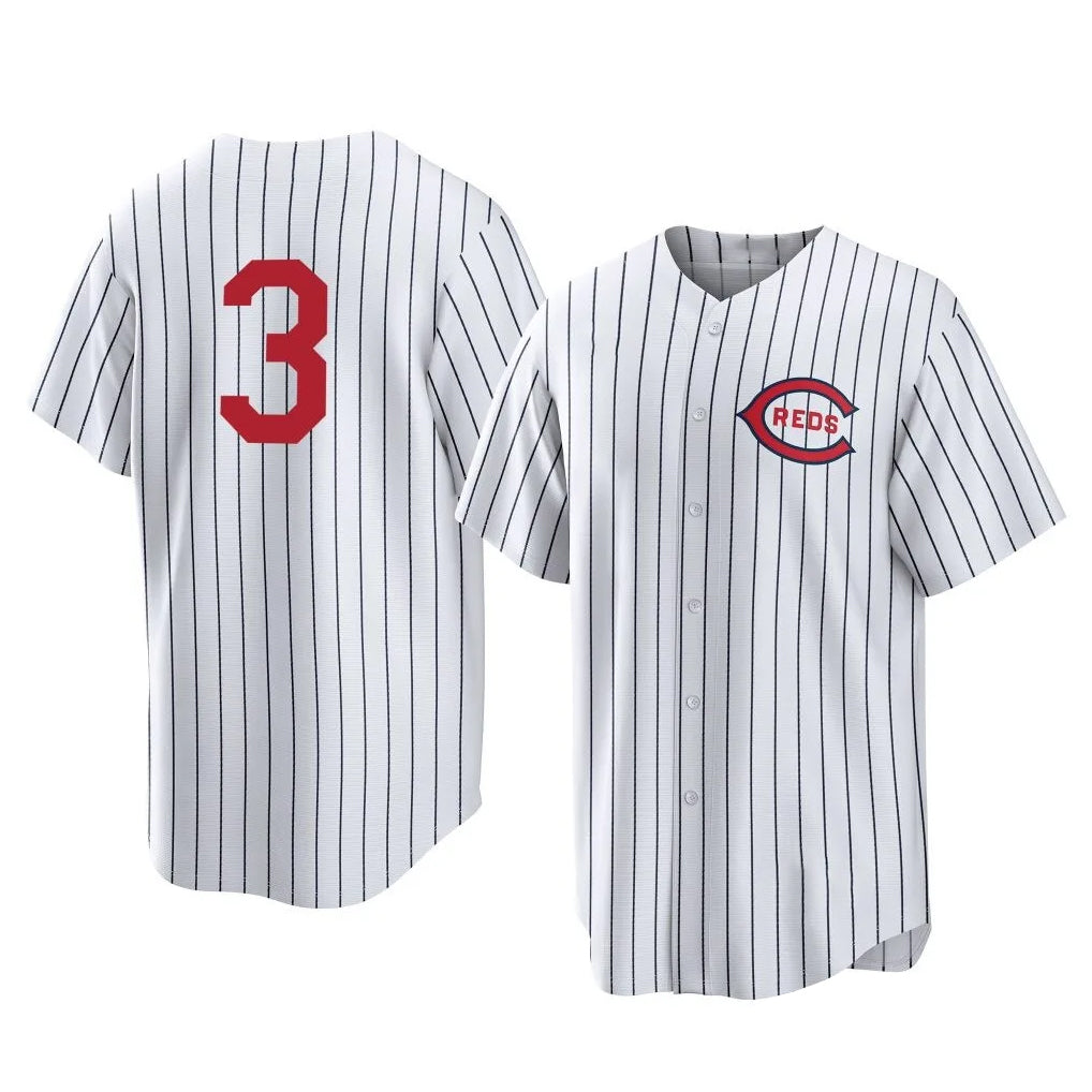 Cincinnati Reds #3 Ke'Bryan Hayes Player White BFRAILEY Stripe Field of Dreams Game Home Stitched Jerseys