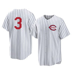 Cincinnati Reds #3 Ke'Bryan Hayes Player White BFRAILEY Stripe Field of Dreams Game Home Stitched Jerseys