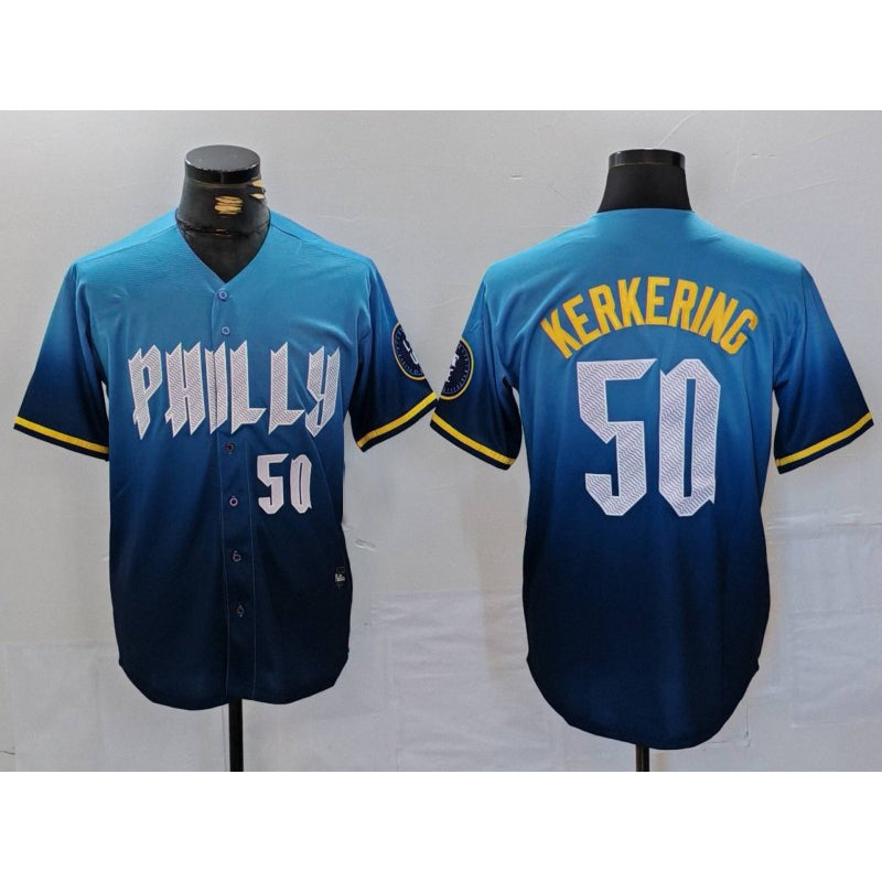 Philadelphia Phillies #50 Orion Kerkering Number Blue BFRAILEY 2024 City Connect Limited Stitched Jersey