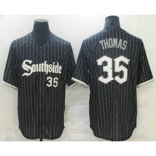 Chicago White Sox #35 Frank Thomas Black BFRAILEY With Small Number 2021 City Connect Stitched Cool Base Jersey