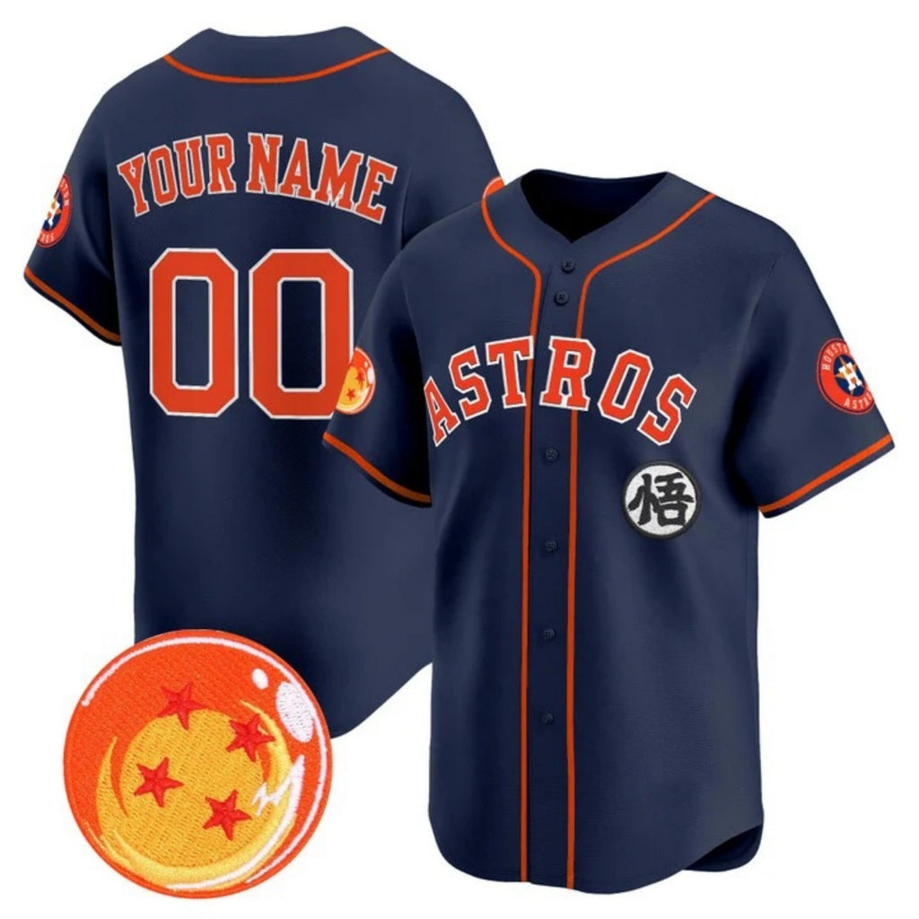 Custom Houston Astros x Dragon Ball Navy BFRAILEY Vapor Premier Limited Jersey - All Stitched