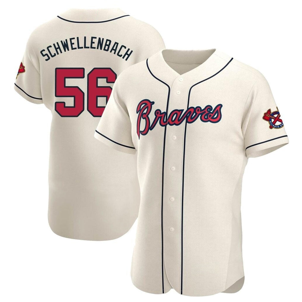 Atlanta Braves #56 Spencer Schwellenbach Player Cream BFRAILEY Limited Elite Home Game Stitched Jerseys