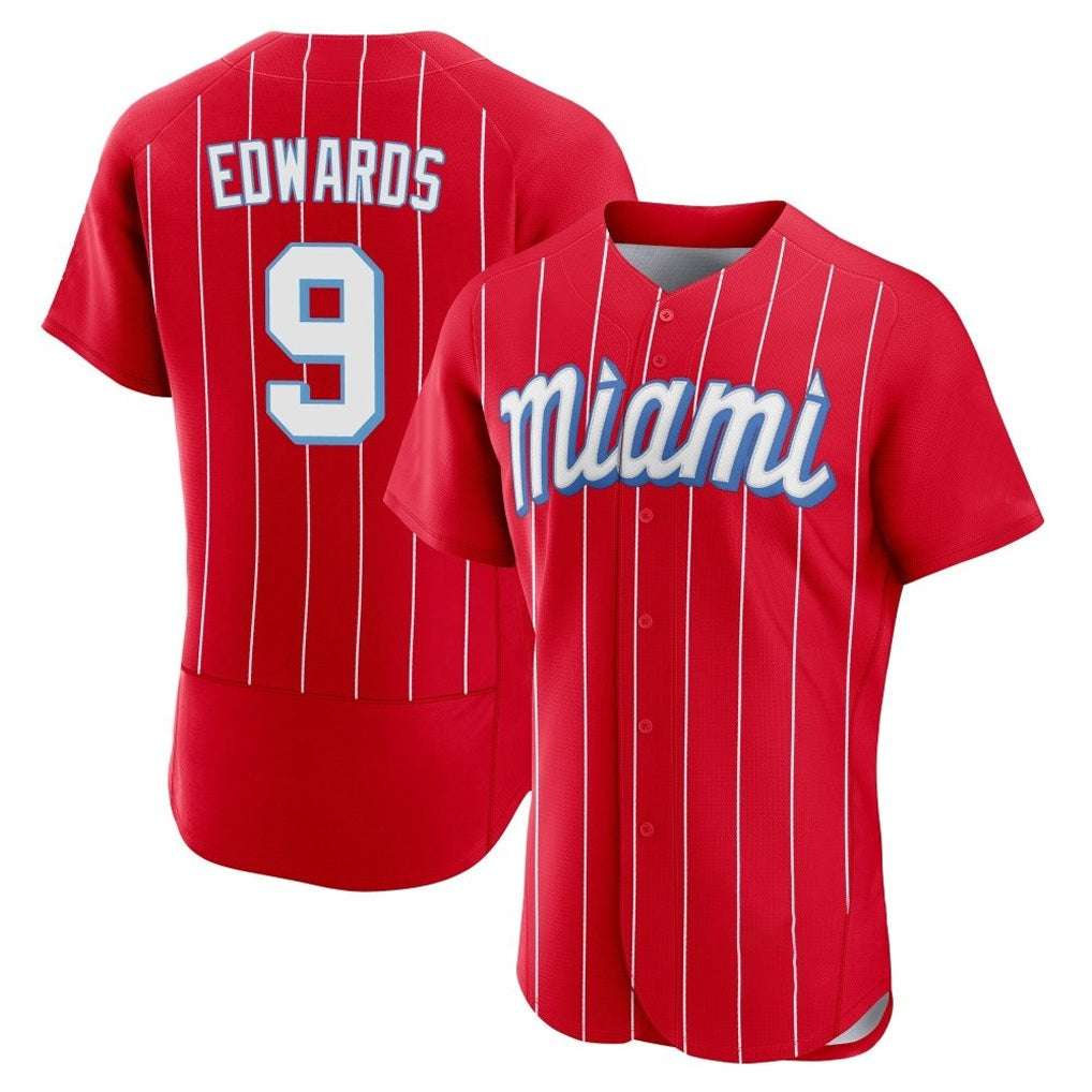 Miami Marlins #9 Xavier Edwards Player Red BFRAILEY City Connect Home Limited Elite Stitched Jerseys