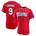 Miami Marlins #9 Xavier Edwards Player Red BFRAILEY City Connect Home Limited Elite Stitched Jerseys