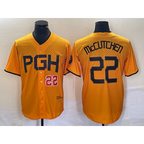 Pittsburgh Pirates #22 Andrew McCutchen Number Gold BFRAILEY 2023 City Connect Stitched Jersey