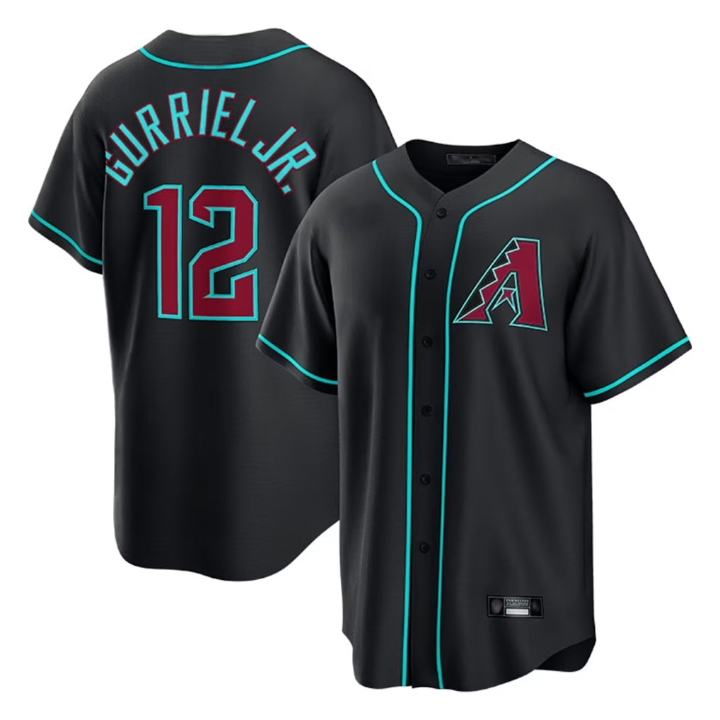 Arizona Diamondbacks #12 Lourdes Gurriel Jr Player Black BFRAILEY Fashion Out Home Game Stitched Jerseys