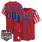 Custom Minnesota Twins America 250 Edition Vapor Premier Limited Red BFRAILEY Stitched Jerseys