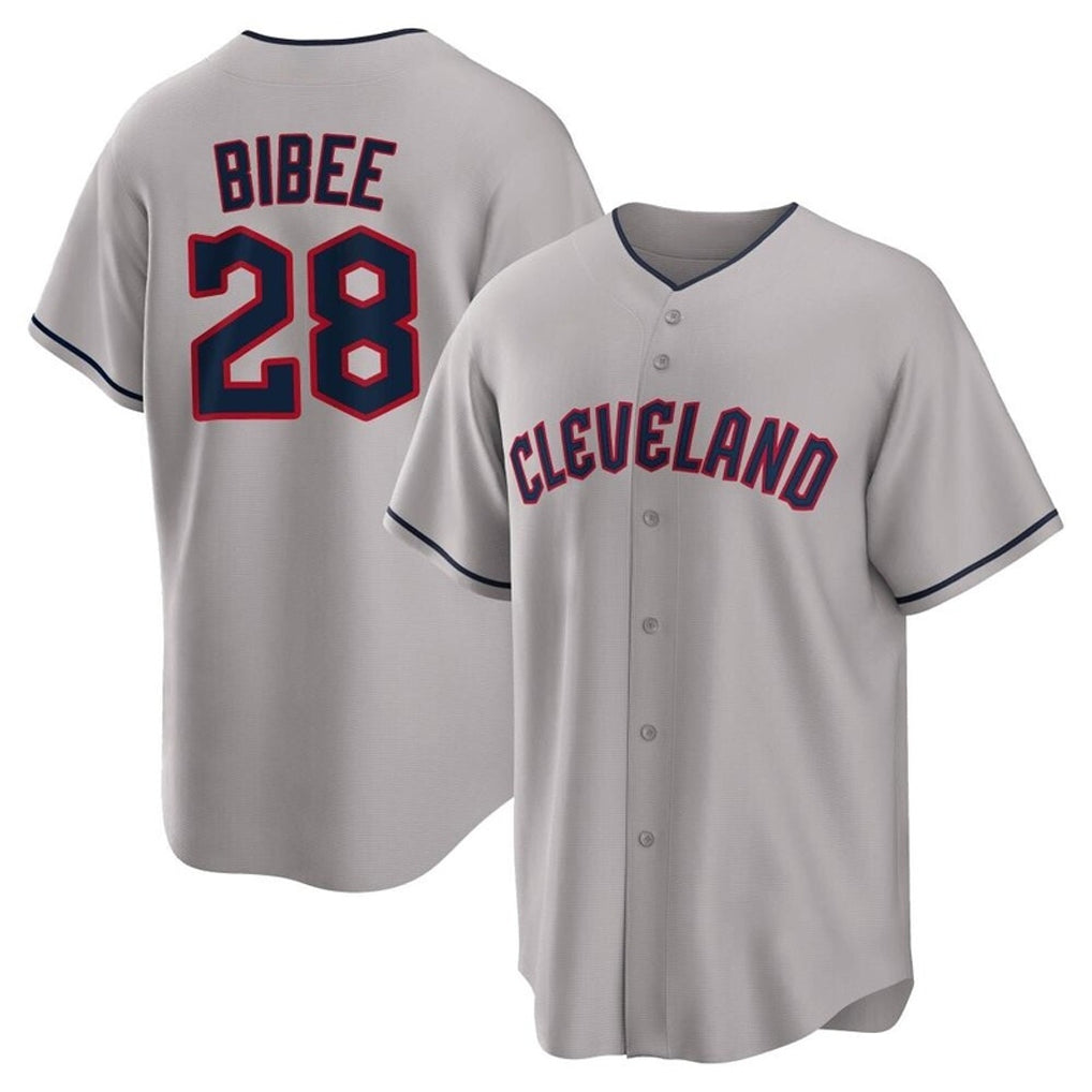 Cleveland Guardians #28 Tanner Bibee Player Gray BFRAILEY Game Home Stitched Jerseys