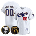 Custom Los Angeles Dodgers Vin Patch & Kobe Bryant Signature Vapor Premier Limited Jersey ¨C White BFRAILEY
