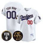 Custom Los Angeles Dodgers Vin Patch & Kobe Bryant Signature Vapor Premier Limited Jersey ¨C White BFRAILEY