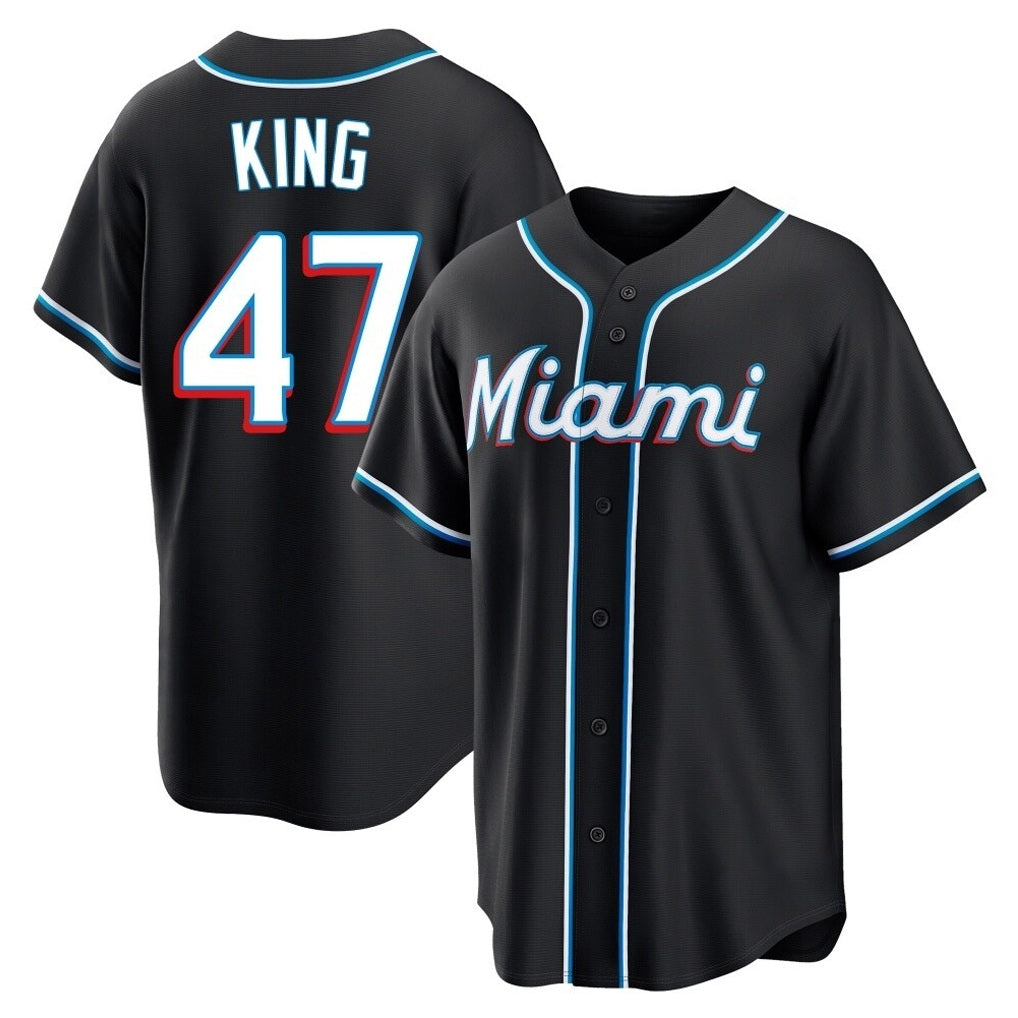 Miami Marlins #47 John King Player Black BFRAILEY Fashion Out Home Game Stitched Jerseys
