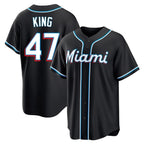 Miami Marlins #47 John King Player Black BFRAILEY Fashion Out Home Game Stitched Jerseys