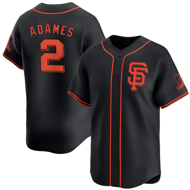 San Francisco Giants #2 Willy Adames Black BFRAILEY 2024 Black Alternate Limited Stitched Jersey