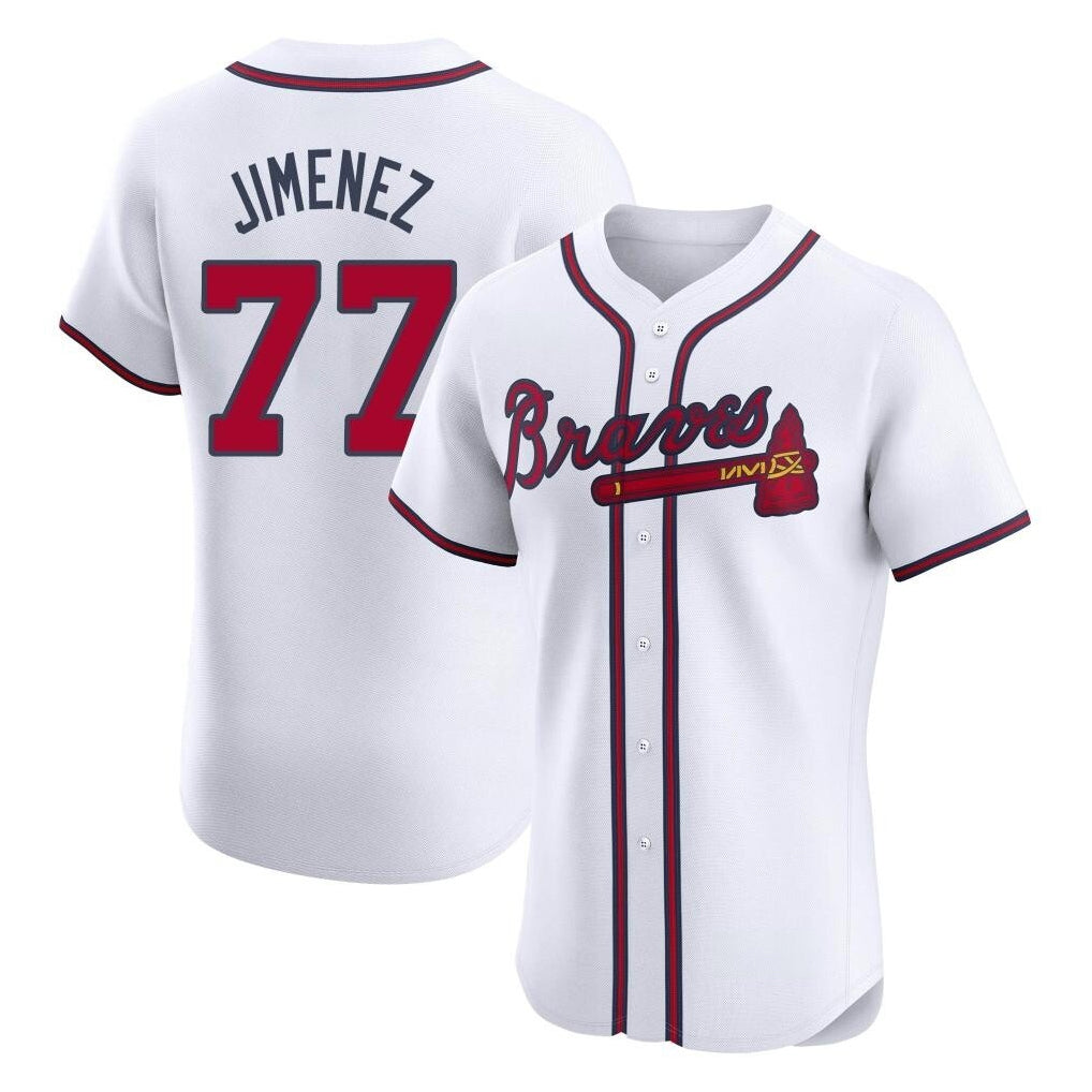 Atlanta Braves #77 Joe Jimenez Player White BFRAILEY Limited Elite Home Game Stitched Jerseys