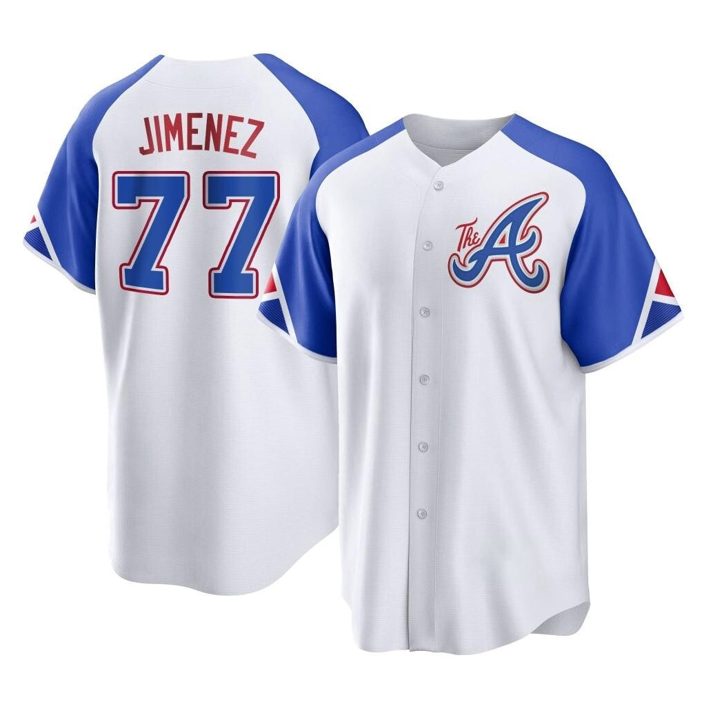 Atlanta Braves #77 Joe Jimenez Player White BFRAILEY City Connect Home Game Stitched Jerseys