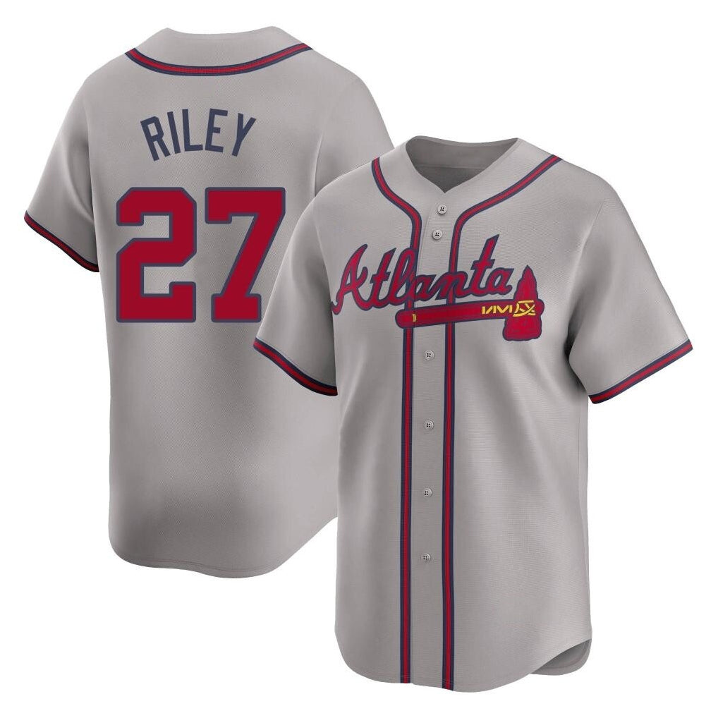 Atlanta Braves #27 Austin Riley Player Gray BFRAILEY Limited Home Game Stitched Jerseys