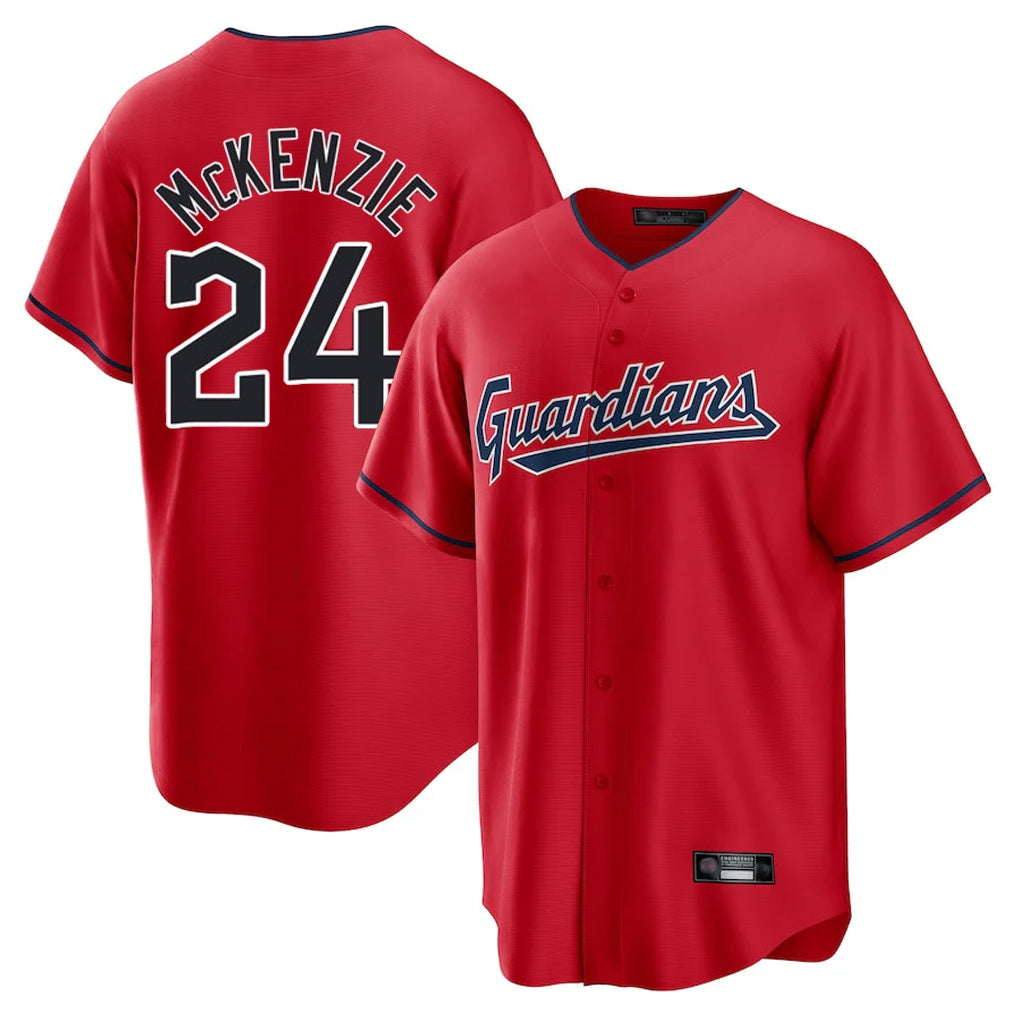 Cleveland Guardians #24 Triston McKenzie Player Red BFRAILEY Home Game Stitched Jerseys
