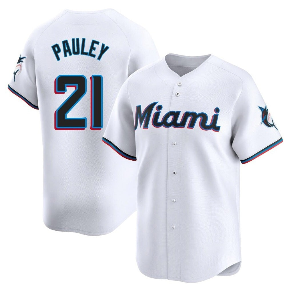 Miami Marlins #21 Graham Pauley Player White BFRAILEY Home Limited Stitched Jerseys