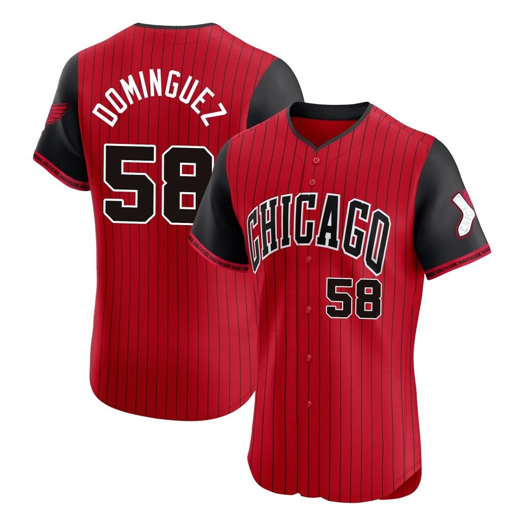 Chicago White Sox #58 Seranthony Dominguez Player Red BFRAILEY City Connect Limited Elite Home Stitched Jerseys