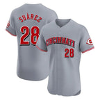 Cincinnati Reds #28 Eugenio Su¨¢rez Player Gray BFRAILEY Limited Elite Home Stitched Jerseys
