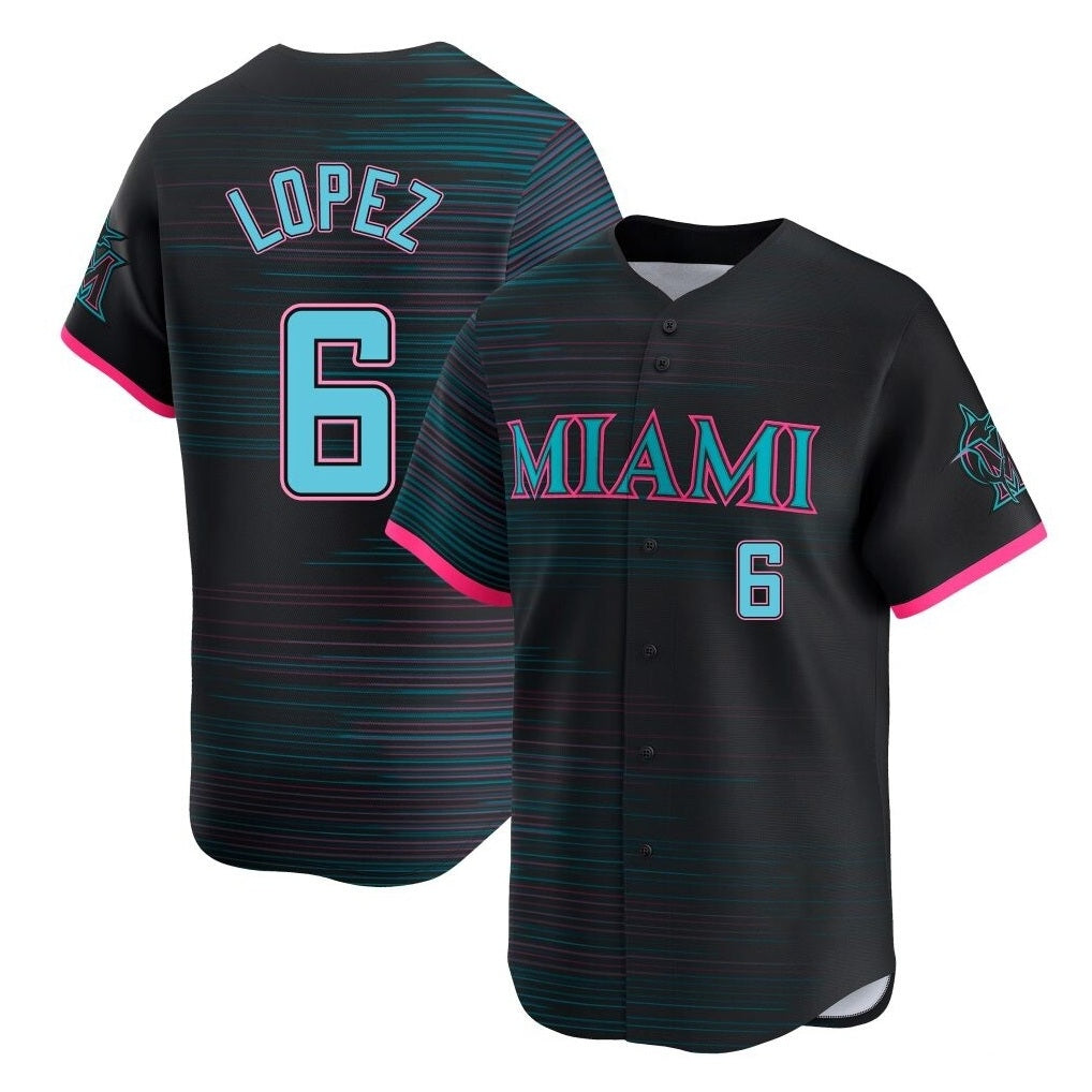 Miami Marlins #6 Otto Lopez Player Black BFRAILEY City Connect Home Limited Stitched Jerseys