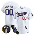Custom Los Angeles Dodgers Vin & California Patch Gold Trim Vapor Premier Limited Jersey ¨C White BFRAILEY