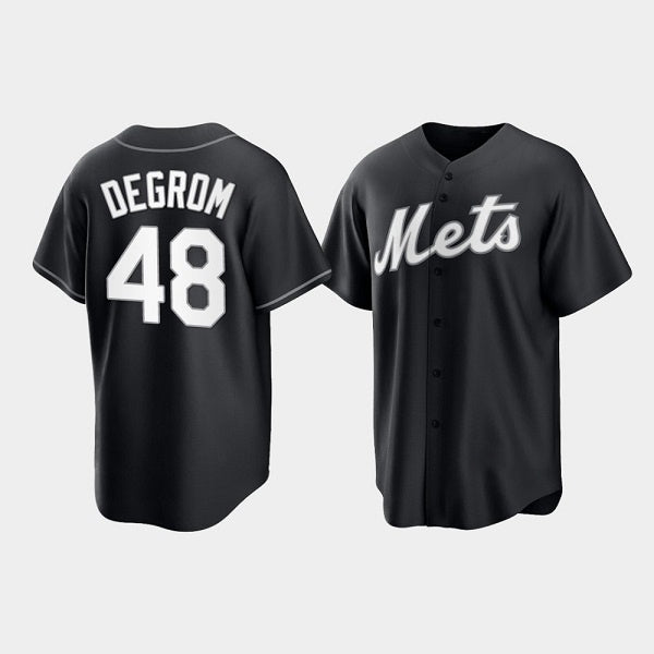New York Mets #48 Jacob deGrom Black BFRAILEY Cool Base Stitched Jersey