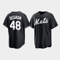 New York Mets #48 Jacob deGrom Black BFRAILEY Cool Base Stitched Jersey