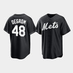 New York Mets #48 Jacob deGrom Black BFRAILEY Cool Base Stitched Jersey