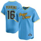 Milwaukee Brewers #16 Blake Perkins Player Light Blue BFRAILEY City Connect Home Limited Stitched Jerseys