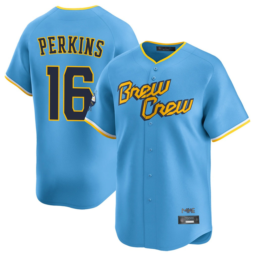 Milwaukee Brewers #16 Blake Perkins Player Light Blue BFRAILEY City Connect Home Limited Stitched Jerseys