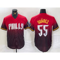 Philadelphia Phillies #55 Ranger Suarez Red BFRAILEY 2024 City Player Number Cool Base Jersey 2